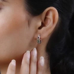 Natürliche Mehrfach-Turmalin Creolen, 925 Silber Platiniert, Ca. 1.19 Ct -Schmuck Shoplc 8959482 2