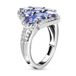 Tansanit Und Weißer Zirkon-Ring, 925 Silber Platiniert (Größe 18.00) Ca. 2.50 Ct -Schmuck Shoplc 8961468 4