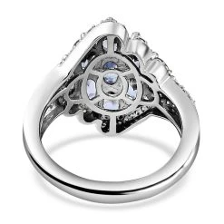 Tansanit Und Weißer Zirkon-Ring, 925 Silber Platiniert (Größe 18.00) Ca. 2.50 Ct -Schmuck Shoplc 8961468 5