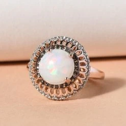 Natürlicher Äthiopischer Opal Und Brauner Zirkon Ring 925 Silber Rosévergoldet (Größe 16.00) Ca. 2,17 Ct -Schmuck Shoplc 8964482 1