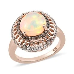 Natürlicher Äthiopischer Opal Und Brauner Zirkon Ring 925 Silber Rosévergoldet (Größe 16.00) Ca. 2,17 Ct -Schmuck Shoplc 8964482 3